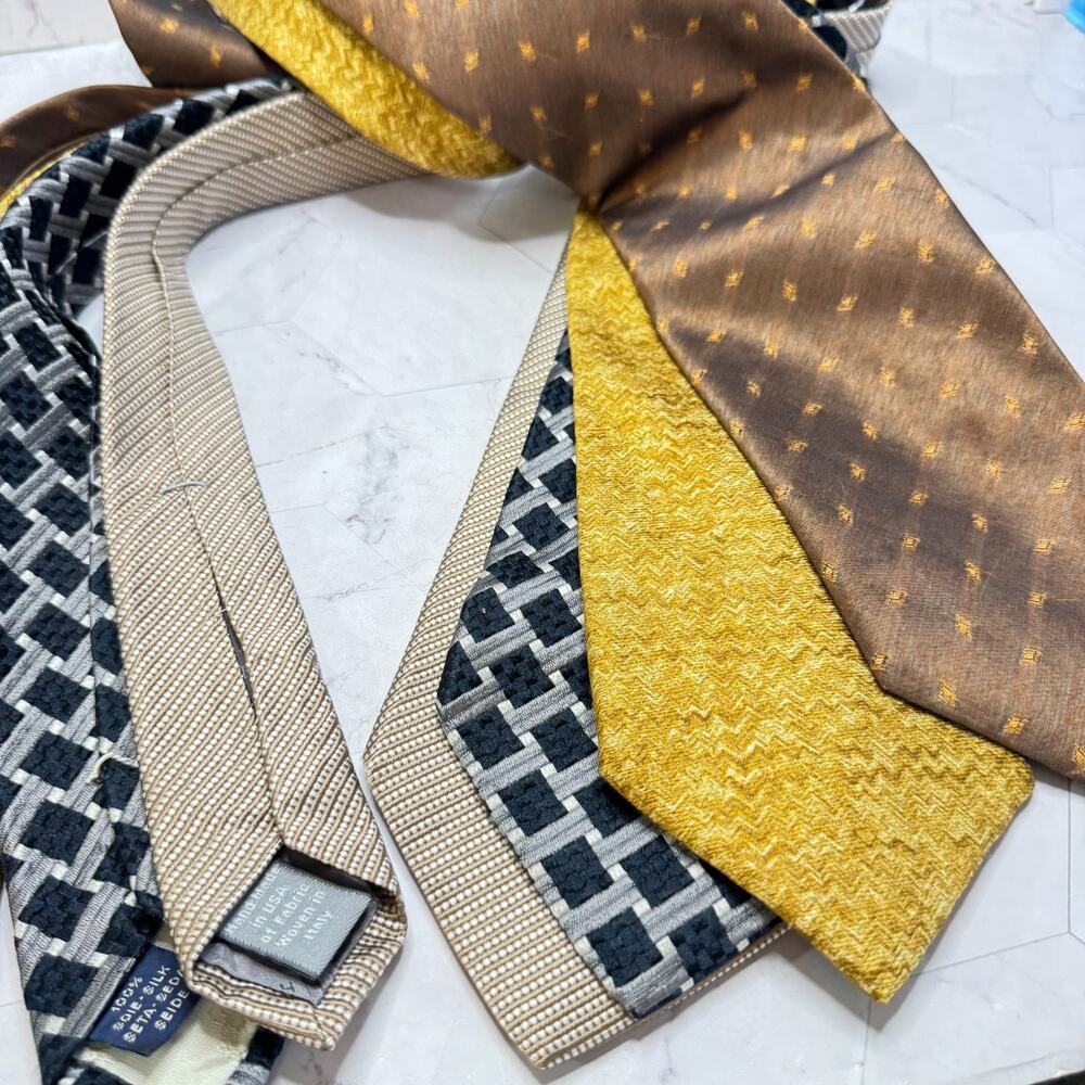 Lot of 4 Vtg Designer Ties 100% Silk Edmonds Ungaro Faconnable Freeman Y2K Retro
